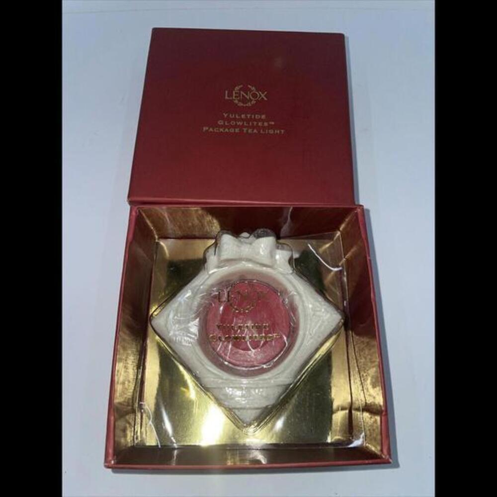 Lenox Glowlites Holidays Present Yuletide White Tea Light Candle Holder New